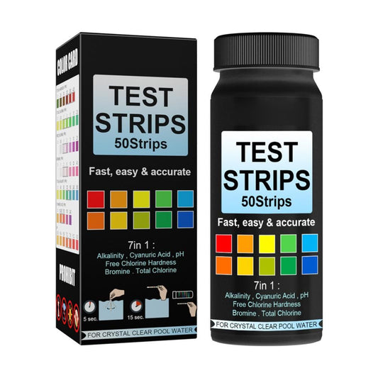 7 in 1 Swimming Pool Water Test Paper 50Pcs Water Quality Strips for Testing PH Chlorine Bromine Acidity V1294-YM0523-10338767