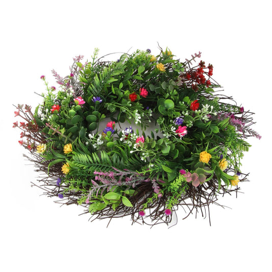 Spring Wildflowers Wreath for Front Door Dried Flower Artificial Wreath Hanging for Home Mall Wedding V1294-YM0523-10339086