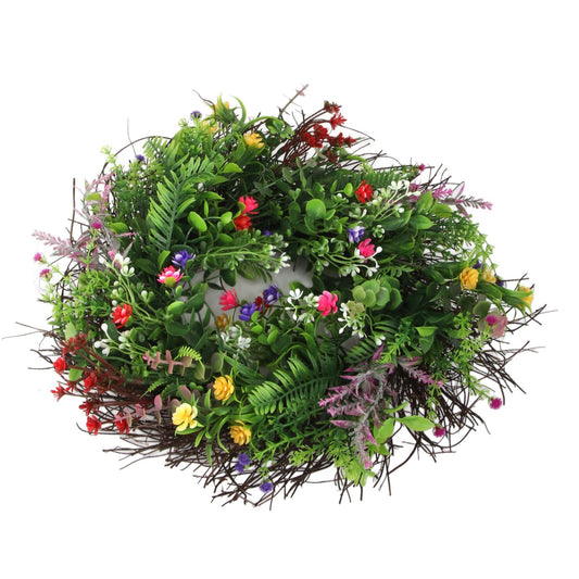 Spring Wildflowers Wreath for Front Door Dried Flower Artificial Wreath Hanging for Home Mall Wedding V1294-YM0523-10339086