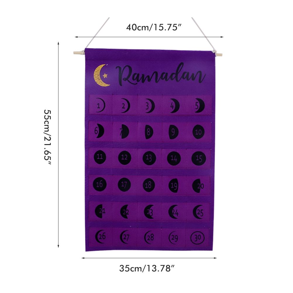 Eid Felt Fabric Countdown Calendar Mubarak Ramadan Advent Calendar Wall Decorations V1294-YM0523-10339193