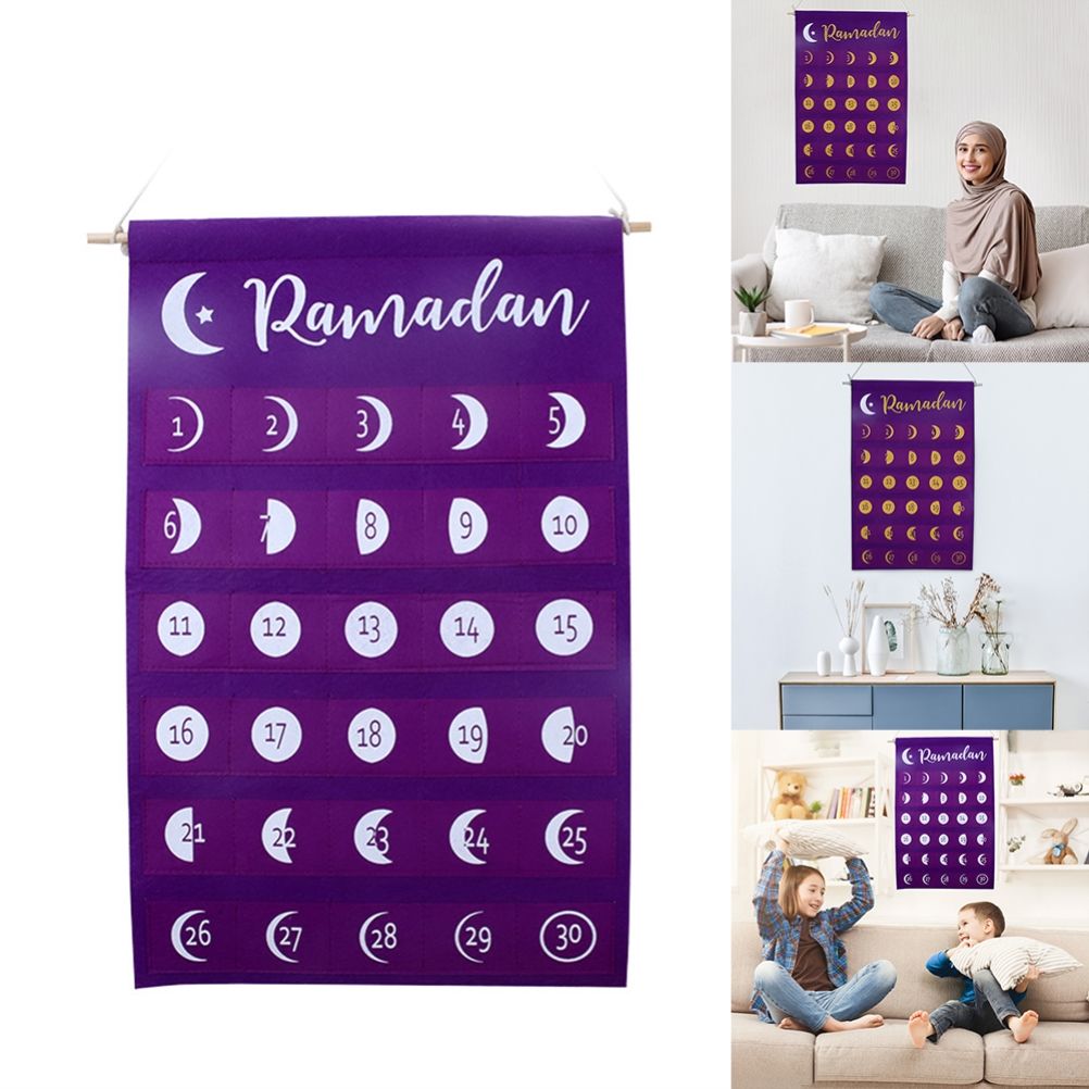 Eid Felt Fabric Countdown Calendar Mubarak Ramadan Advent Calendar Wall Decorations V1294-YM0523-10339193