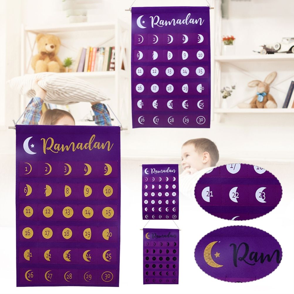 Eid Felt Fabric Countdown Calendar Mubarak Ramadan Advent Calendar Wall Decorations V1294-YM0523-10339193