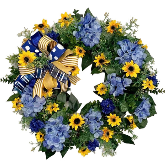 Ukraine Flag Sunflower Front Door Wreath Spring Decor Blue and Yellow Ukrainian Wreath for Home Porch V1294-YM0523-10339844