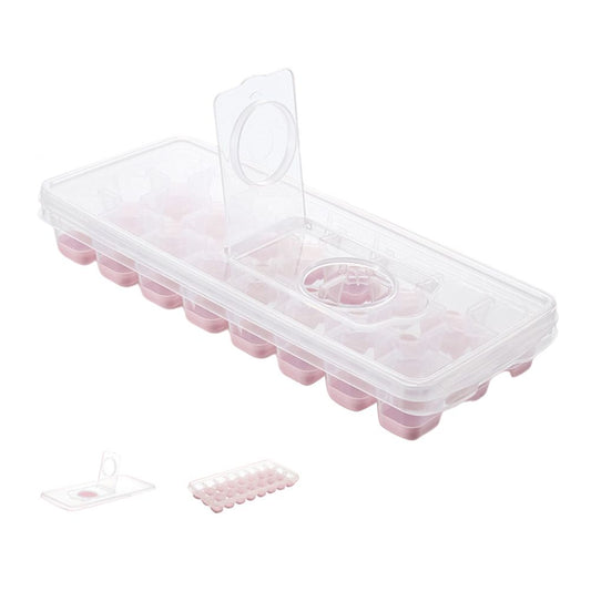 24 Grid Ice Cube Tray with Lid Covered Ice Cube Trays No Spill Ice Cube Cube Box Silicone Ice Cube Maker Tray V1294-YM0523-10340560
