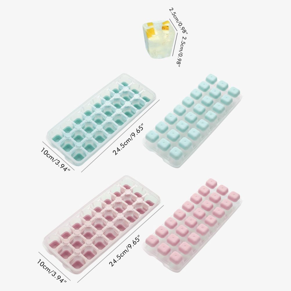 24 Grid Ice Cube Tray with Lid Covered Ice Cube Trays No Spill Ice Cube Cube Box Silicone Ice Cube Maker Tray V1294-YM0523-10340560