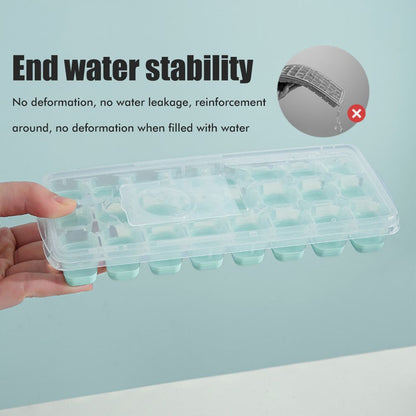 24 Grid Ice Cube Tray with Lid Covered Ice Cube Trays No Spill Ice Cube Cube Box Silicone Ice Cube Maker Tray V1294-YM0523-10340560