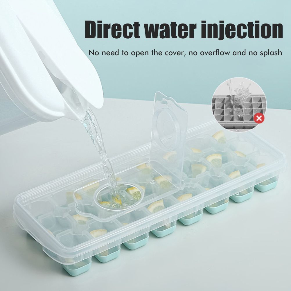 24 Grid Ice Cube Tray with Lid Covered Ice Cube Trays No Spill Ice Cube Cube Box Silicone Ice Cube Maker Tray V1294-YM0523-10340560