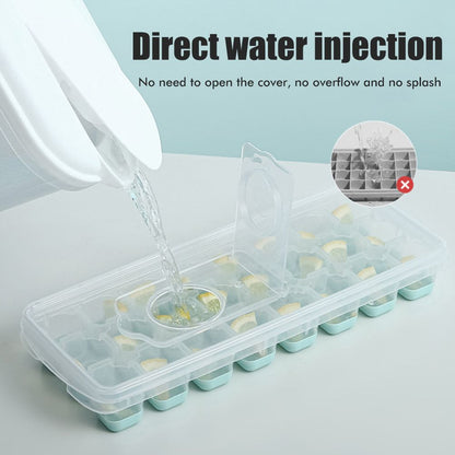 24 Grid Ice Cube Tray with Lid Covered Ice Cube Trays No Spill Ice Cube Cube Box Silicone Ice Cube Maker Tray V1294-YM0523-10340560