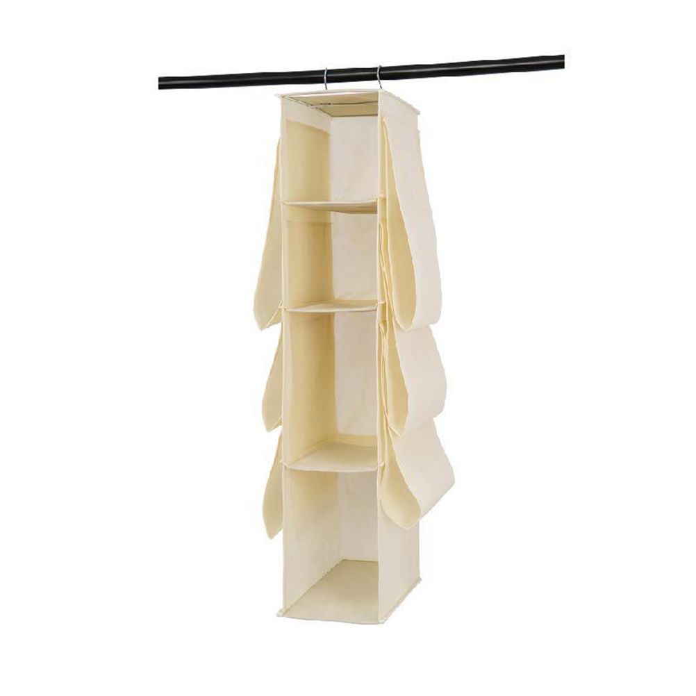 Hanging Purse Handbag Organizer Wardrobe Closet Dust Proof Shelf Rack Bag with 10 Compartments Bag Organizer V1294-YM0523-10340823