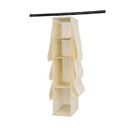 Hanging Purse Handbag Organizer Wardrobe Closet Dust Proof Shelf Rack Bag with 10 Compartments Bag Organizer V1294-YM0523-10340823