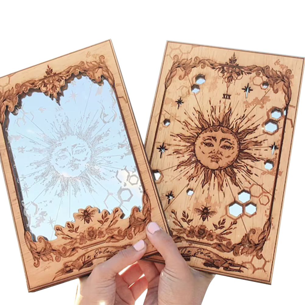 Sun XIX Tarot Card Mirrors Wooden Tarot Mirror Home Ornament V1294-YM0523-10341879