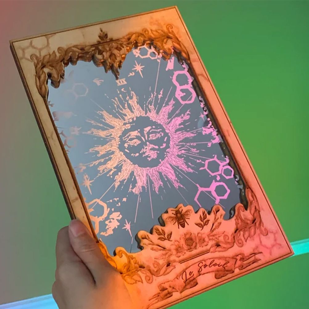 Sun XIX Tarot Card Mirrors Wooden Tarot Mirror Home Ornament V1294-YM0523-10341879