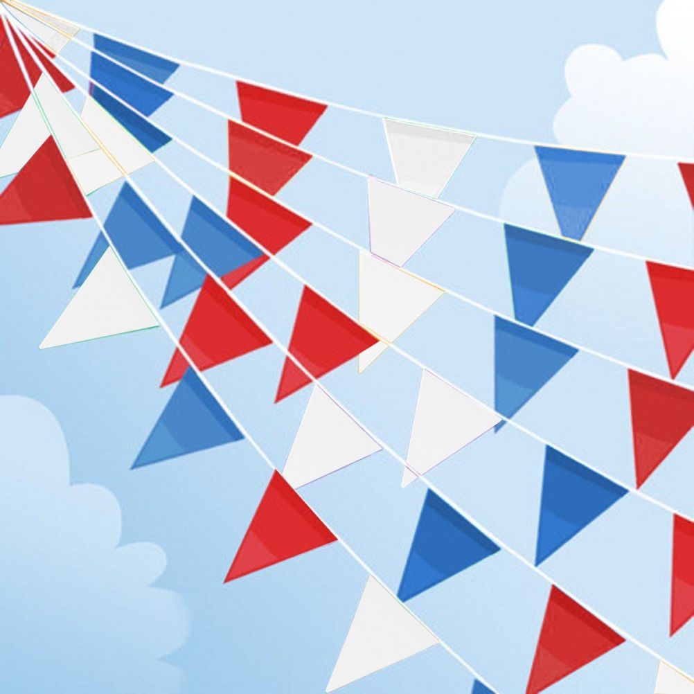 USA Independence Day Red Blue and White Triangular Pennant Banner Bunting Flags Events Decoration V1294-YM0523-10342147