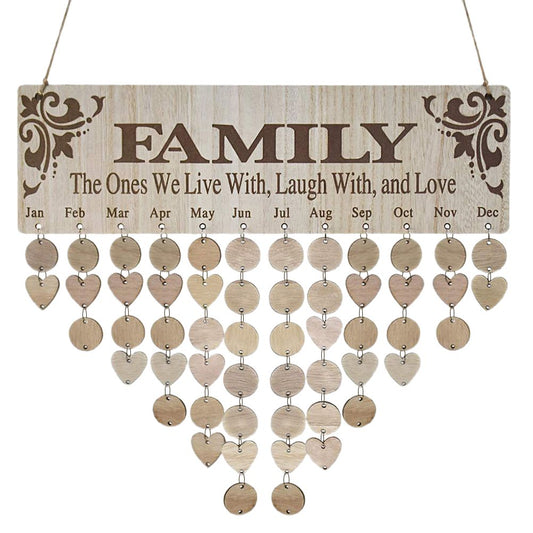 Family Birthday Calendar with Tags Wooden DIY Wall Hanging Board Birthday Reminder Calendar Plaque Gifts for V1294-YM0523-10342379