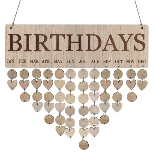 Family Birthday Calendar with Tags Wooden DIY Wall Hanging Board Birthday Reminder Calendar Plaque Gifts for V1294-YM0523-10342427