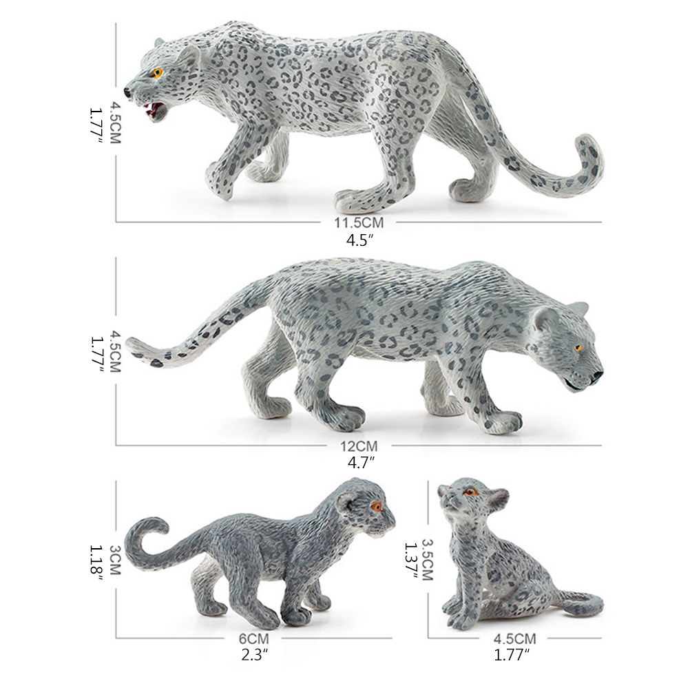 4 Pieces Snow Leopard Figurine PVC Realistic Snow Leopards Miniature Wild Animals Model Action Figure for V1294-YM0523-10342709
