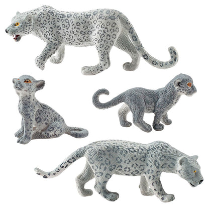 4 Pieces Snow Leopard Figurine PVC Realistic Snow Leopards Miniature Wild Animals Model Action Figure for V1294-YM0523-10342709