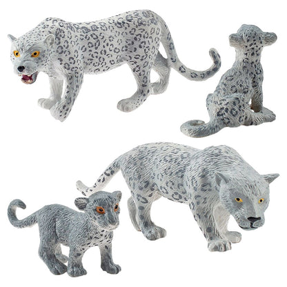 4 Pieces Snow Leopard Figurine PVC Realistic Snow Leopards Miniature Wild Animals Model Action Figure for V1294-YM0523-10342709