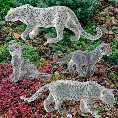 4 Pieces Snow Leopard Figurine PVC Realistic Snow Leopards Miniature Wild Animals Model Action Figure for V1294-YM0523-10342709