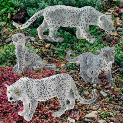 4 Pieces Snow Leopard Figurine PVC Realistic Snow Leopards Miniature Wild Animals Model Action Figure for V1294-YM0523-10342709