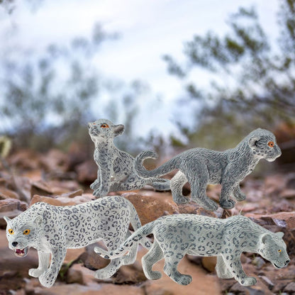 4 Pieces Snow Leopard Figurine PVC Realistic Snow Leopards Miniature Wild Animals Model Action Figure for V1294-YM0523-10342709