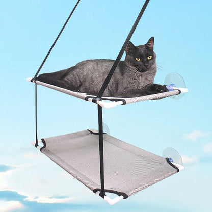 Double Layer Cat Window Hammock Cat Window Perch Strong Suction Cups Cat Hammock for Window Kitty Sunny Seat V1294-YM0523-10342740