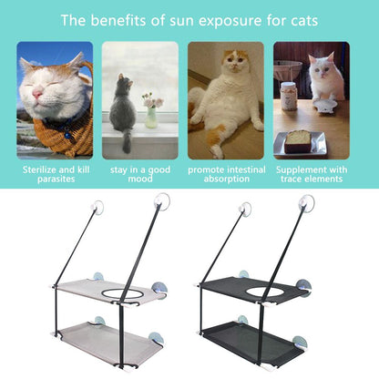 Double Layer Cat Window Hammock Cat Window Perch Strong Suction Cups Cat Hammock for Window Kitty Sunny Seat V1294-YM0523-10342740