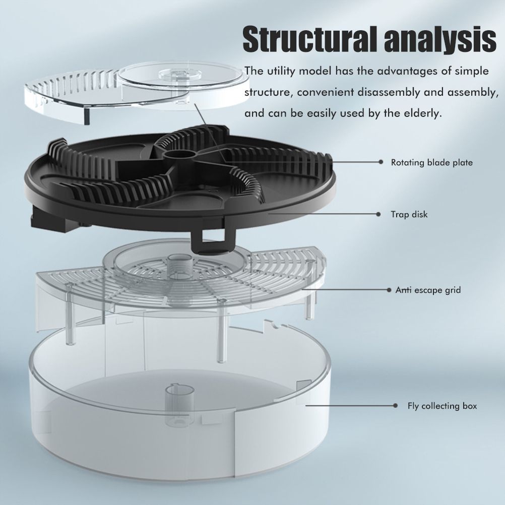 Electric Automatic Rotating Fly Trap Rechargeable Powerful Household Fly Trap for Family Indoor Use V1294-YM0523-10342881