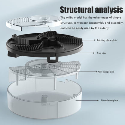 Electric Automatic Rotating Fly Trap Rechargeable Powerful Household Fly Trap for Family Indoor Use V1294-YM0523-10342882