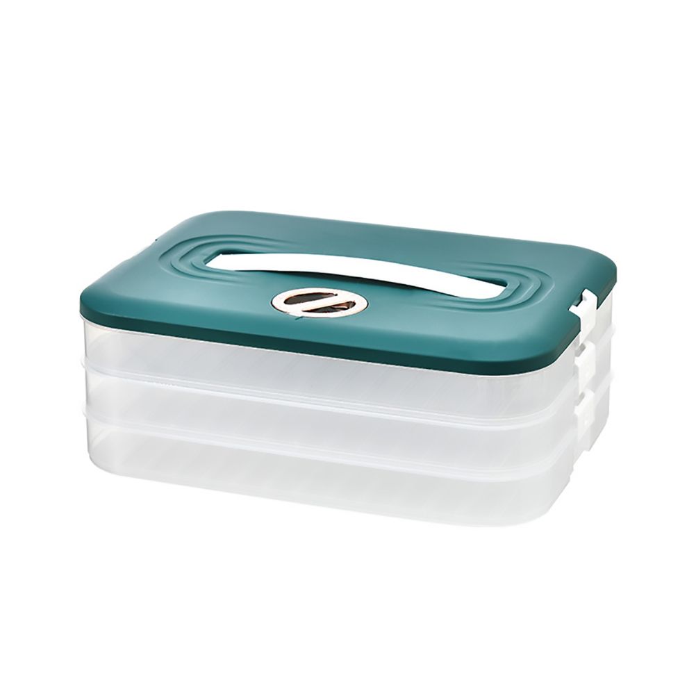 Refrigerator Food Shelf Dumpling Storage Box 3 Layered Stackable Food Storage Box Tray Container with Lid V1294-YM0523-10342931