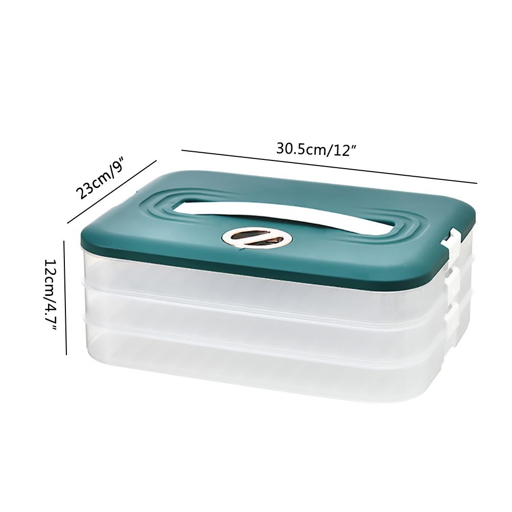 Refrigerator Food Shelf Dumpling Storage Box 3 Layered Stackable Food Storage Box Tray Container with Lid V1294-YM0523-10342931