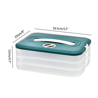 Refrigerator Food Shelf Dumpling Storage Box 3 Layered Stackable Food Storage Box Tray Container with Lid V1294-YM0523-10342931