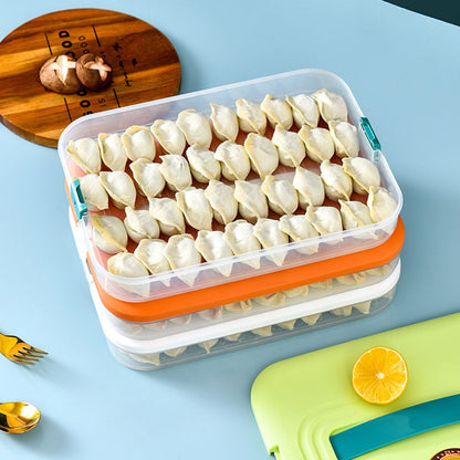 Refrigerator Food Shelf Dumpling Storage Box 3 Layered Stackable Food Storage Box Tray Container with Lid V1294-YM0523-10342931