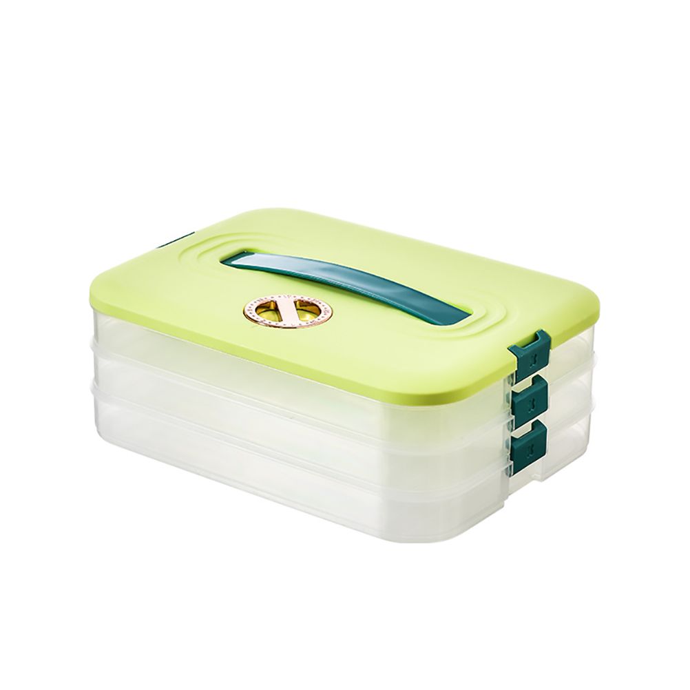 Refrigerator Food Shelf Dumpling Storage Box 3 Layered Stackable Food Storage Box Tray Container with Lid V1294-YM0523-10342933