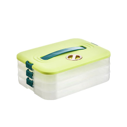 Refrigerator Food Shelf Dumpling Storage Box 3 Layered Stackable Food Storage Box Tray Container with Lid V1294-YM0523-10342933