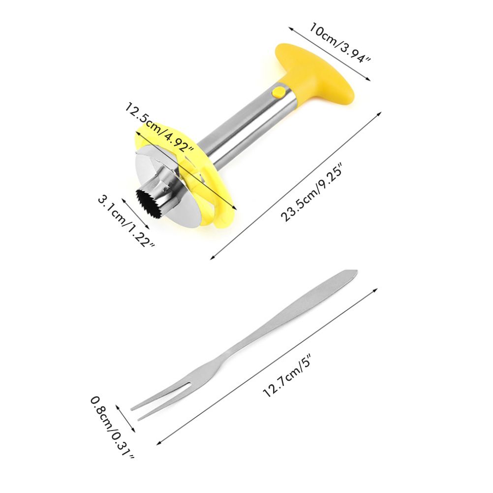 Kitchen Pineapple Corer and Slicing Tool Stainless Steel Pineapple Cutter with Forks for Easy Core Removal V1294-YM0523-10342965