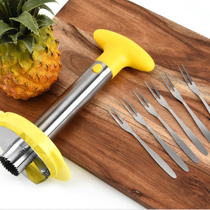 Kitchen Pineapple Corer and Slicing Tool Stainless Steel Pineapple Cutter with Forks for Easy Core Removal V1294-YM0523-10342965