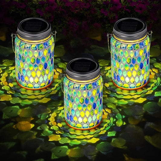 Mosaic Solar Lights Outdoor Hanging Lanterns Waterproof Mosaic Solar Lanterns Outdoor Solar Night Lights V1294-YM0523-10343104