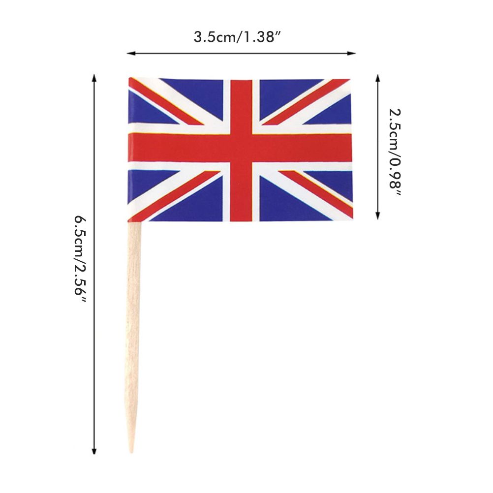 100Pcs Union Jack Mini Flags Hand Held British Toothpick Flags Cupcake Toppers UK Flags Fruit Sticks Party V1294-YM0523-10344106