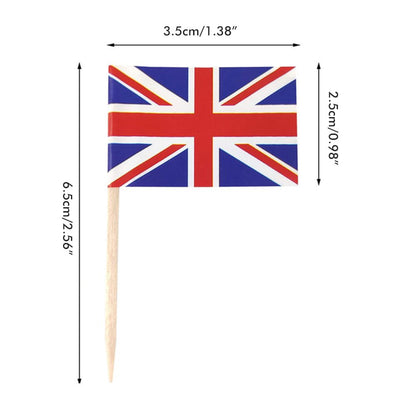100Pcs Union Jack Mini Flags Hand Held British Toothpick Flags Cupcake Toppers UK Flags Fruit Sticks Party V1294-YM0523-10344106