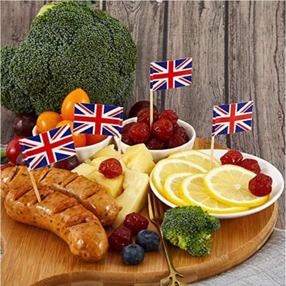 100Pcs Union Jack Mini Flags Hand Held British Toothpick Flags Cupcake Toppers UK Flags Fruit Sticks Party V1294-YM0523-10344106