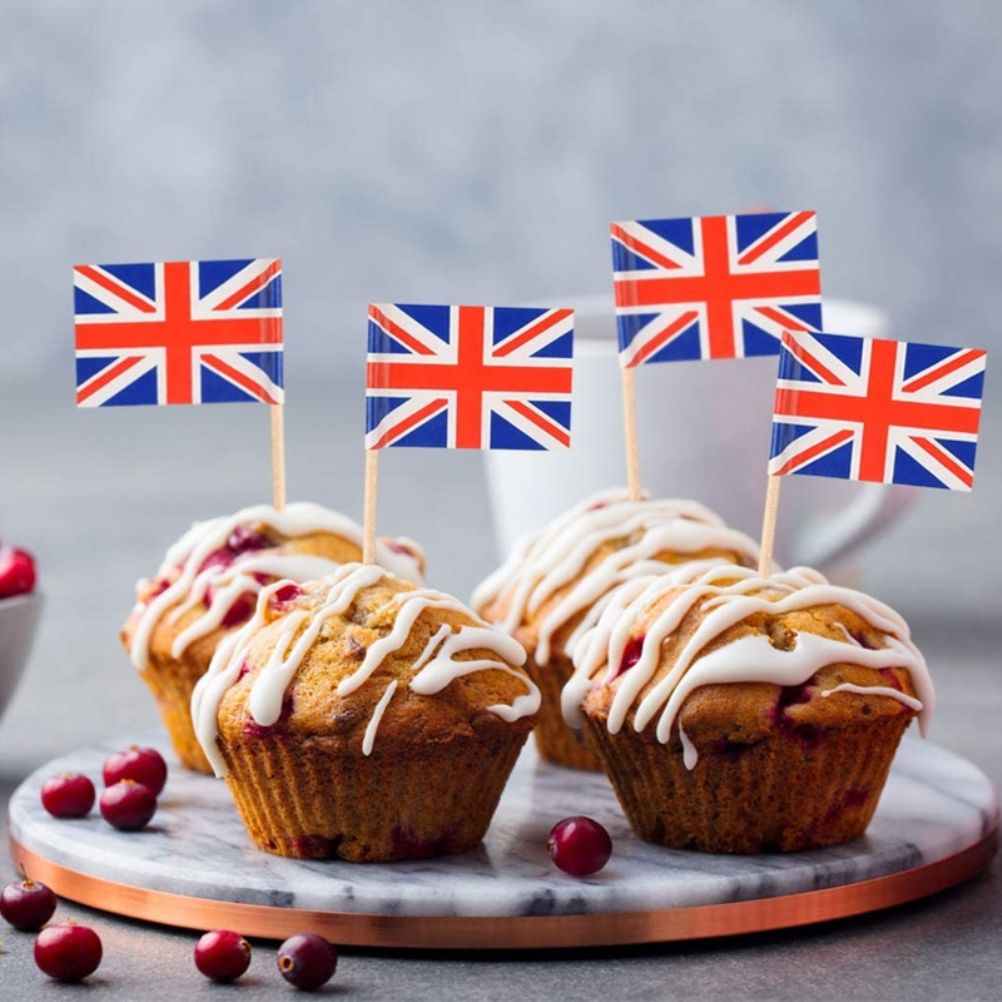 100Pcs Union Jack Mini Flags Hand Held British Toothpick Flags Cupcake Toppers UK Flags Fruit Sticks Party V1294-YM0523-10344106