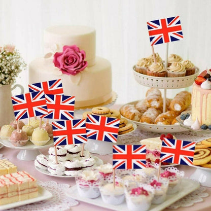 100Pcs Union Jack Mini Flags Hand Held British Toothpick Flags Cupcake Toppers UK Flags Fruit Sticks Party V1294-YM0523-10344106