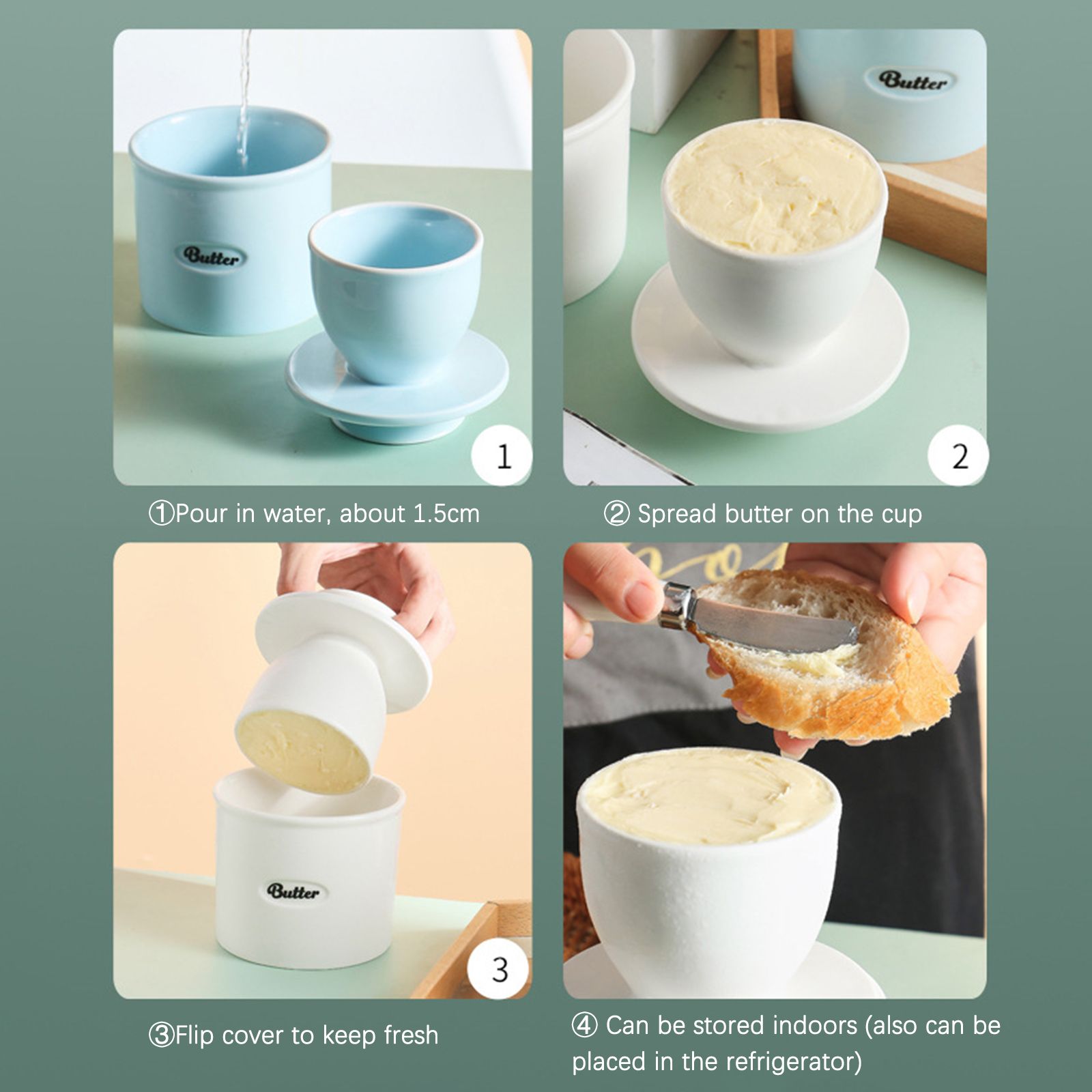 Ceramic Butter Keeper Multipurpose Large Capacity Safe Eco Friendly Ceramic Butter Tank V1294-YM0523-210114TW01-1