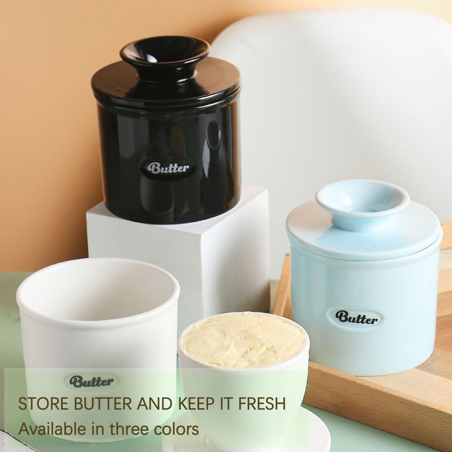 Ceramic Butter Keeper Multipurpose Large Capacity Safe Eco Friendly Ceramic Butter Tank V1294-YM0523-210114TW01-1
