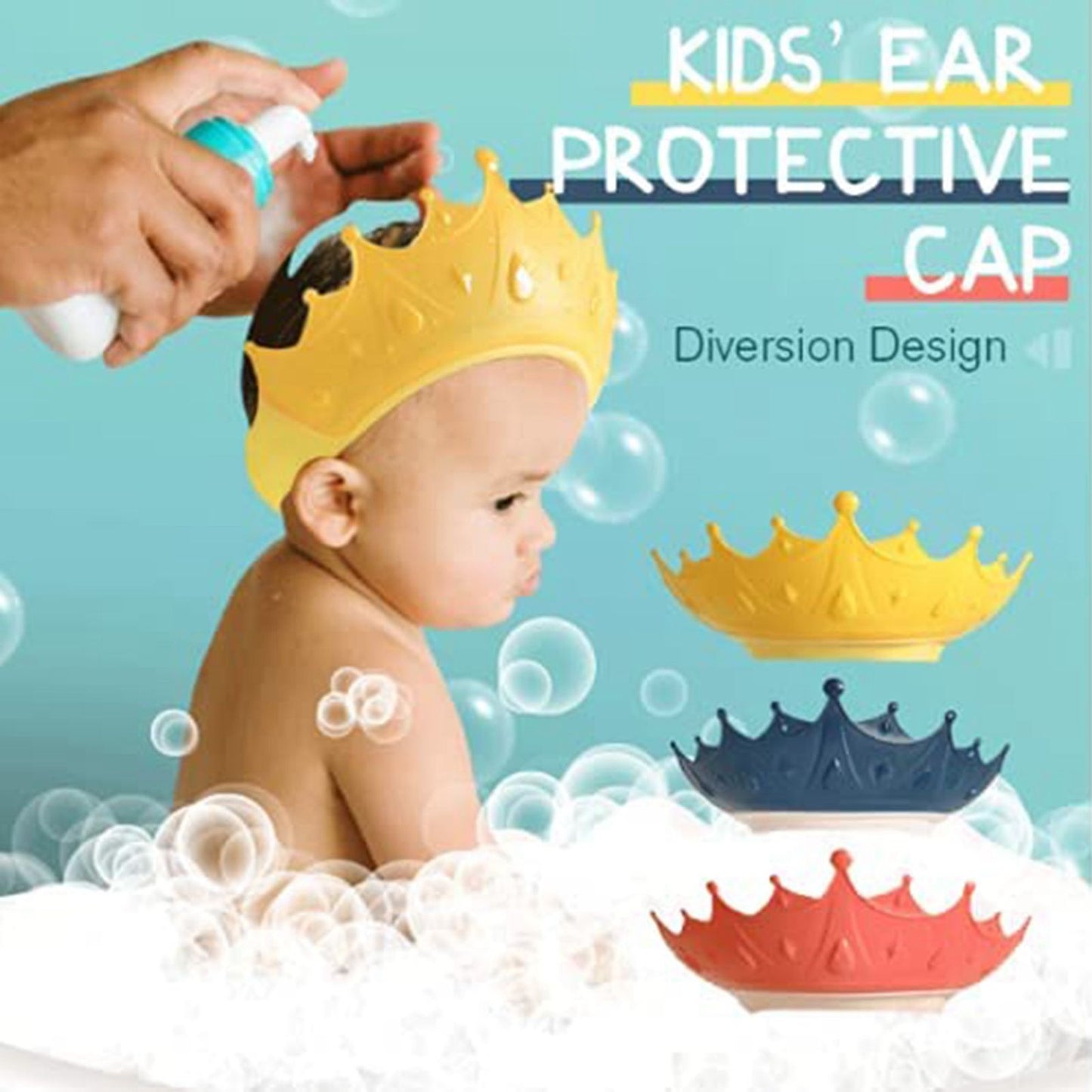 Shower Cap Protective Cute Adjustable Safe Shower Bathing Cap for Toddler Kids V1294-YM0523-210913ZH03-3