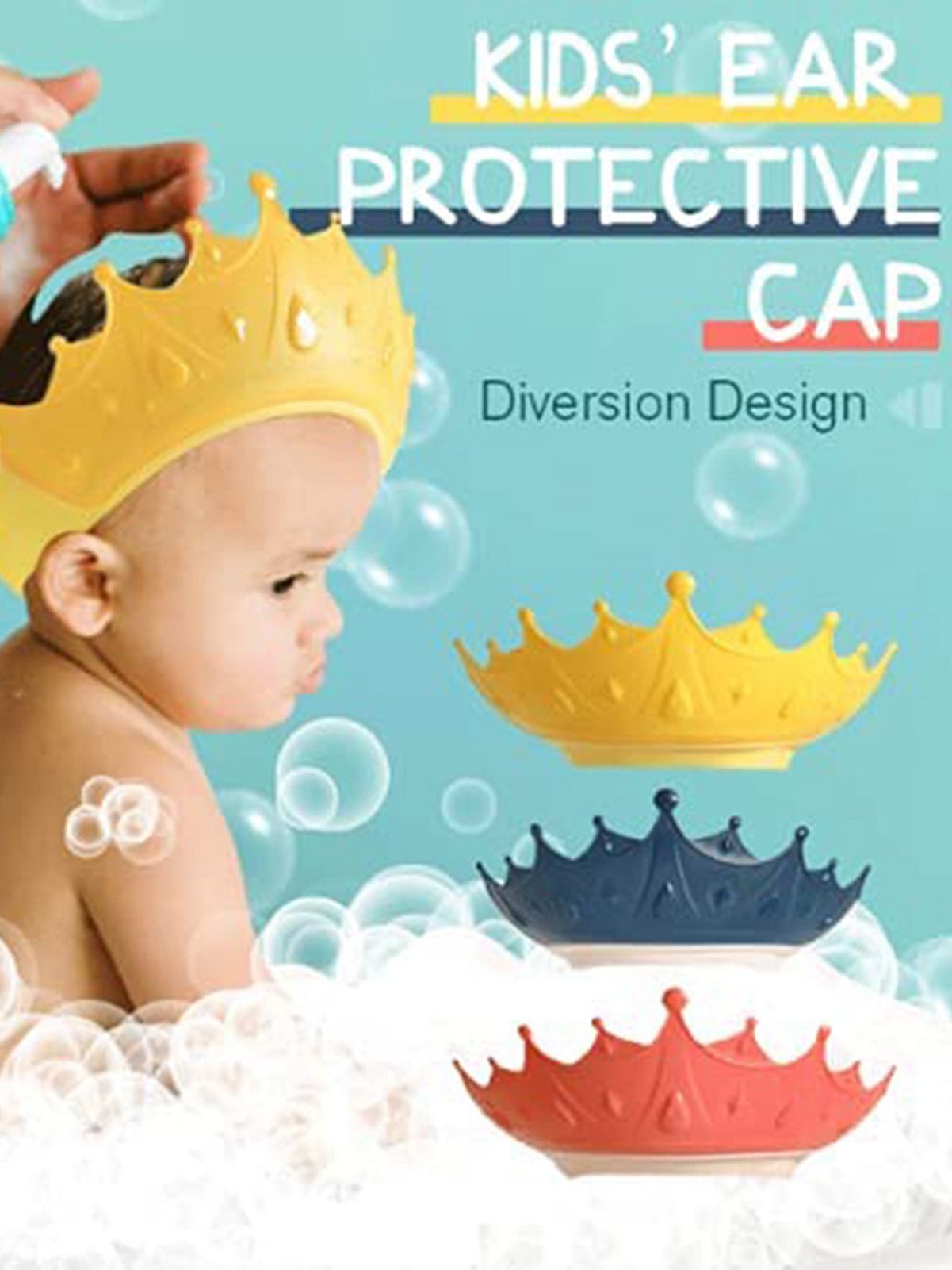 Shower Cap Protective Cute Adjustable Safe Shower Bathing Cap for Toddler Kids V1294-YM0523-210913ZH03-3