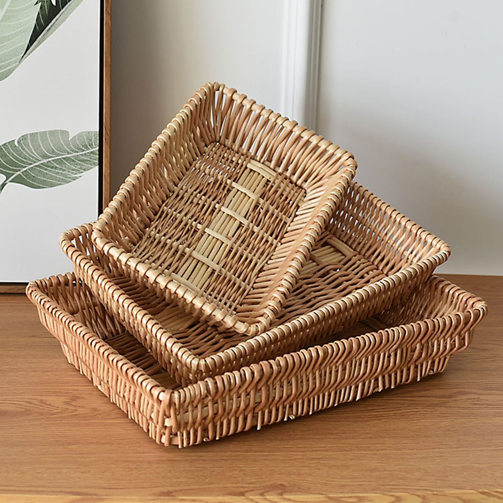 Rattan Storage Basket Basket Woven Snacks Fruit Basket Stackable Woven Bread Basket V1294-YM0523-211018DY01-1