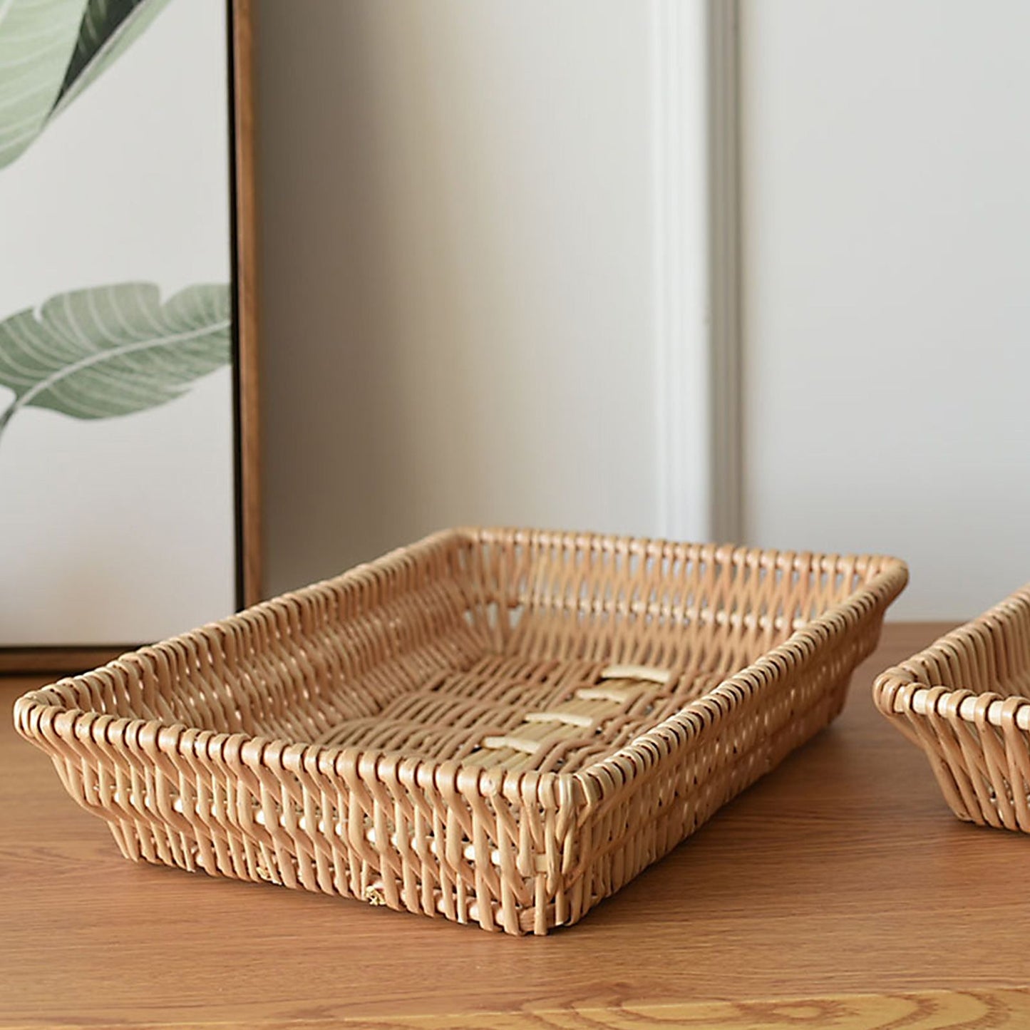 Rattan Storage Basket Basket Woven Snacks Fruit Basket Stackable Woven Bread Basket V1294-YM0523-211018DY01-1