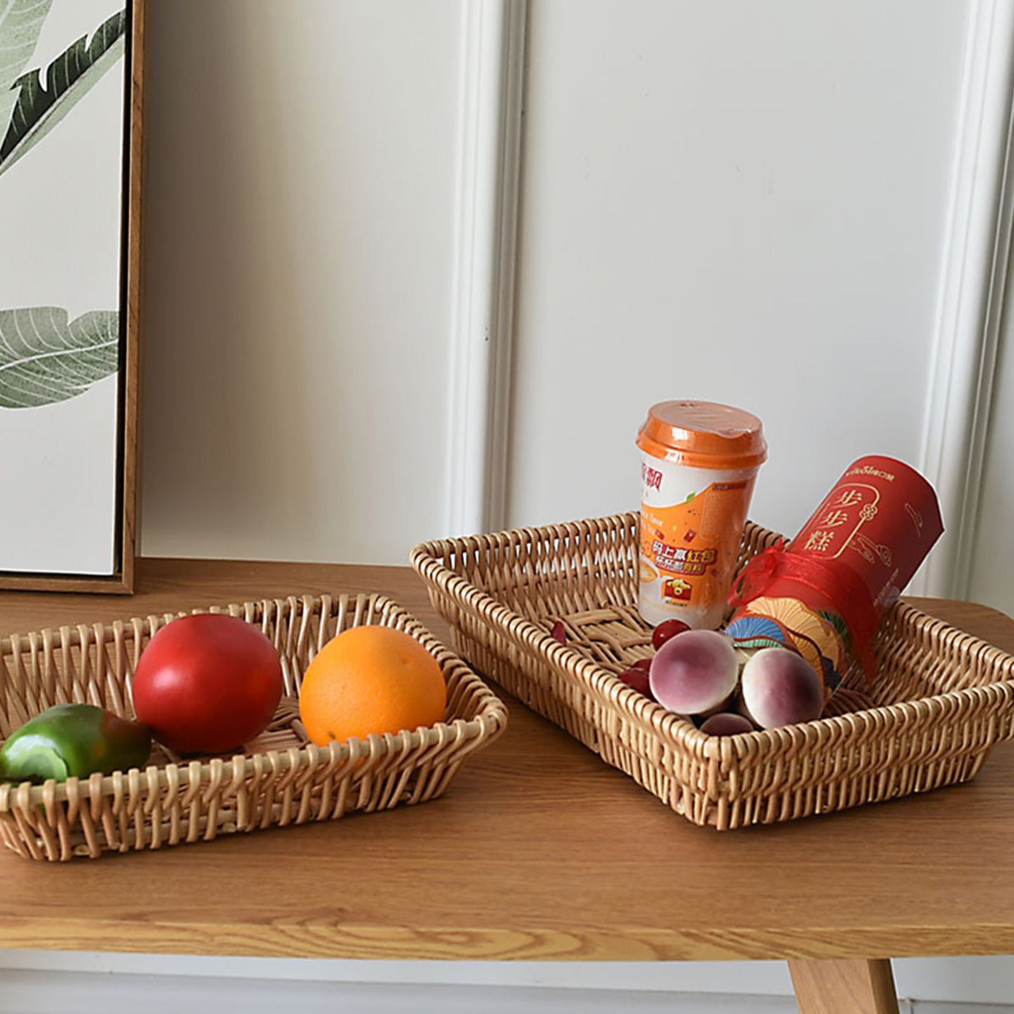 Rattan Storage Basket Basket Woven Snacks Fruit Basket Stackable Woven Bread Basket V1294-YM0523-211018DY01-1